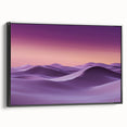 Framed canvas artwork showcasing a stunning desert dune landscape in warm earth tones, presented in a sleek black frame, perfect for modern home decor.