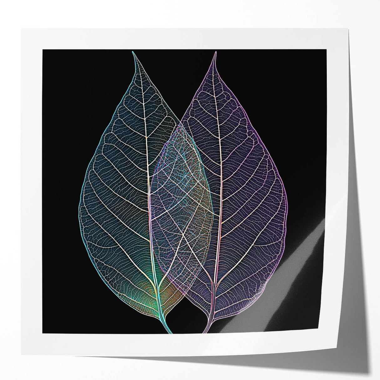 Extra large glossy photo print of close-up green leaves, ideal for art wall dining room or classy bathroom wall art.