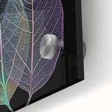 Close-up of green leaves in abstract style on acrylic glass, ideal for dining room art with a mid-century modernist flair.