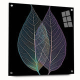 Close-up of green leaves on an acrylic glass print, suited for bedroom or dining room decor.
