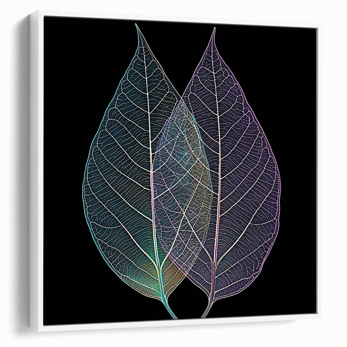 Vintage poster art featuring close-up of leaves in vibrant green on a large framed canvas, ideal for living room decor.