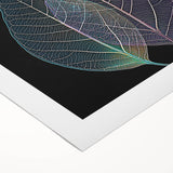 Art deco poster of close-up leaves in green and gold tones on rolled canvas, suitable for dining room or bathroom wall art.