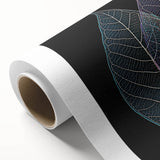 Art deco poster of close-up leaves in green and silver tones, printed on rolled canvas, suitable for nursery wall art.