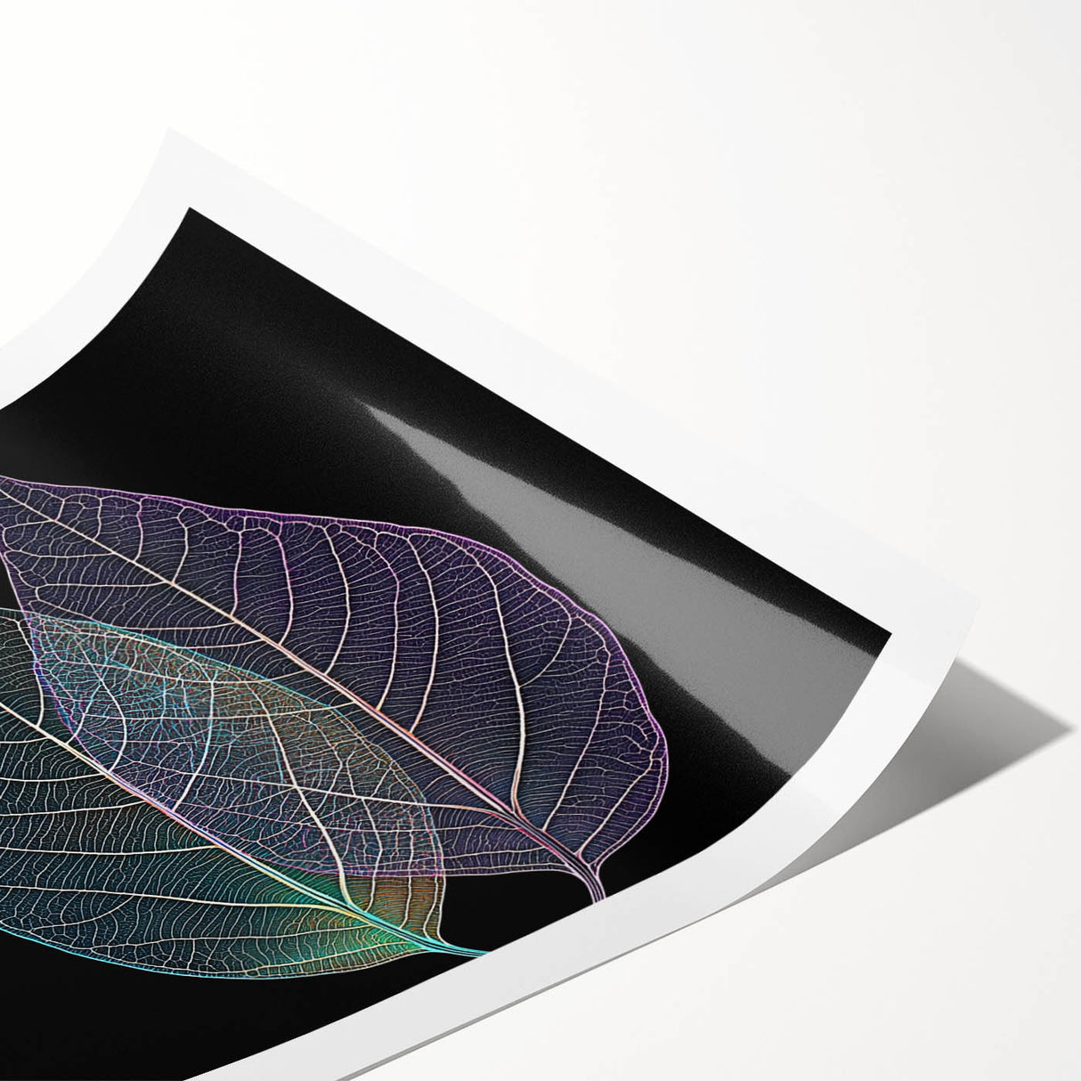 Extra large wall art featuring close-up line art of leaves in black and white, ideal for large living room decor.