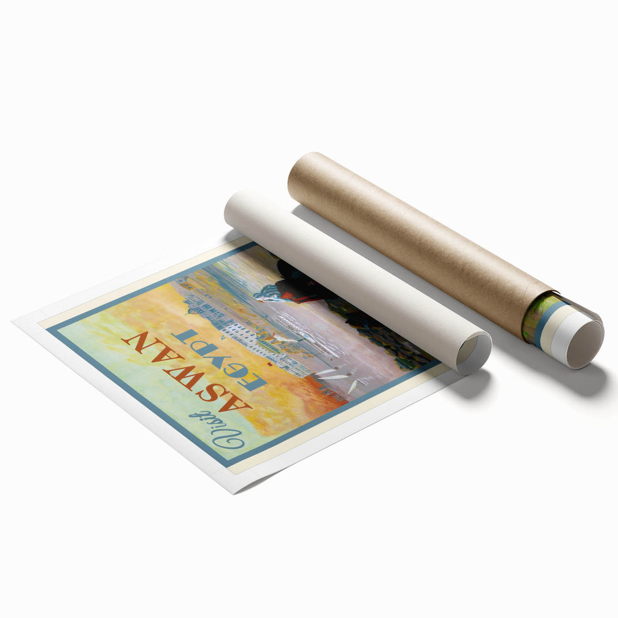 Retro Aswan Egypt Travel Poster – Vintage Desert & River Art