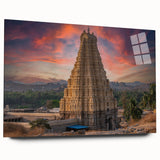 Large abstract wall art of a serene Indian landscape in muted earth tones on acrylic glass.