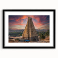 Extra large abstract art print featuring colorful, textured scenery of India, framed in black, ideal for living room decor.
