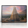 Large abstract wall art depicting a vibrant Indian landscape on black framed acrylic, suited for modern decor.