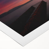 Art deco poster featuring a scenic European Albanian landscape on rolled canvas, suitable for dining room wall art.