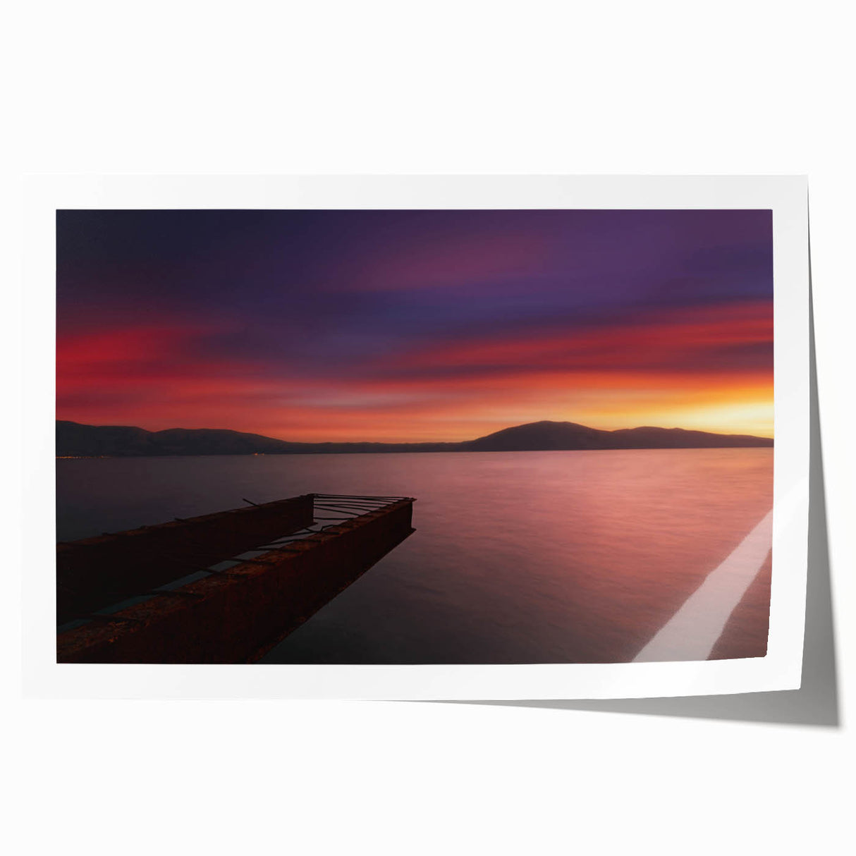 Extra large rolled print depicting a scenic Albanian landscape with vibrant greens and blues.