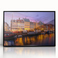 Large abstract wall art depicting a European scenery in Denmark with muted earth tones on a framed acrylic.