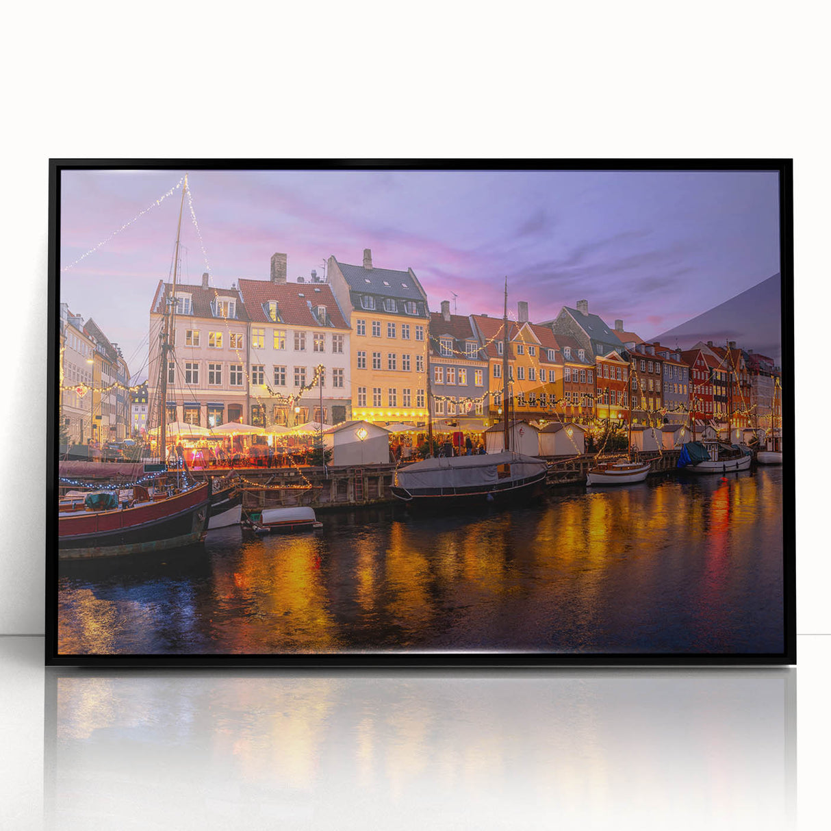 Large abstract wall art depicting a European scenery in Denmark with muted earth tones on a framed acrylic.