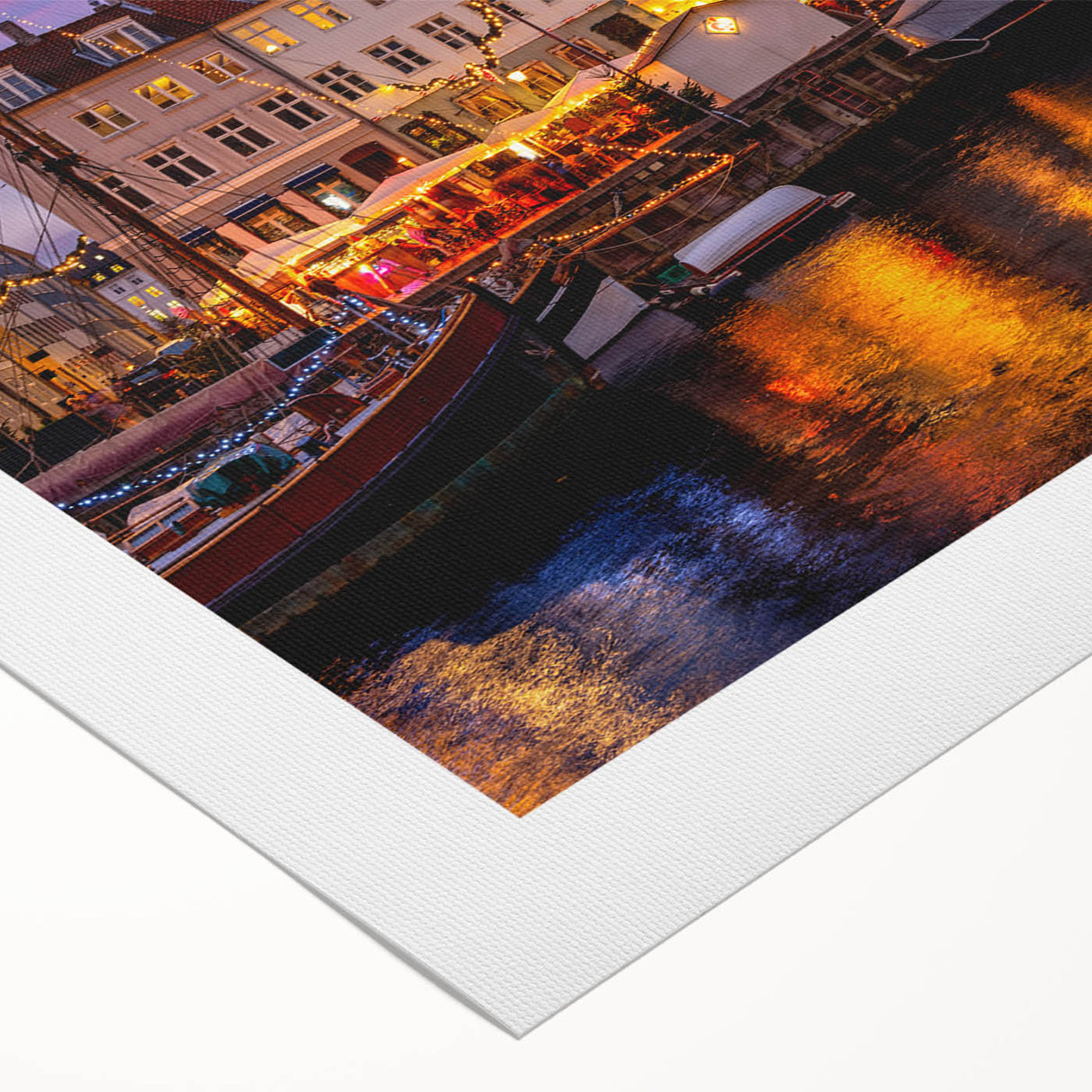 Art deco poster of a European Denmark scenery in muted earth tones on rolled canvas, suitable for dining room wall art.