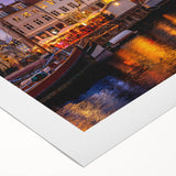 Art deco poster of a European Denmark scenery in muted earth tones on rolled canvas, suitable for dining room wall art.