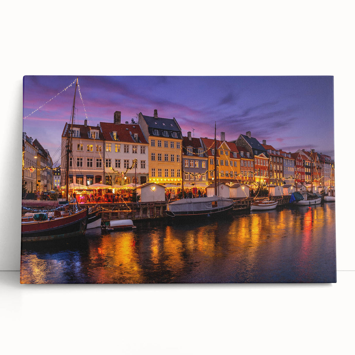 Black and white photograph of a European cityscape on a large stretched canvas, suitable for kitchen wall art.