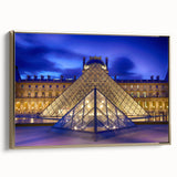 Framed canvas depicting a vintage-style Paris landscape in black and gold tones, ideal for bedroom wall art.