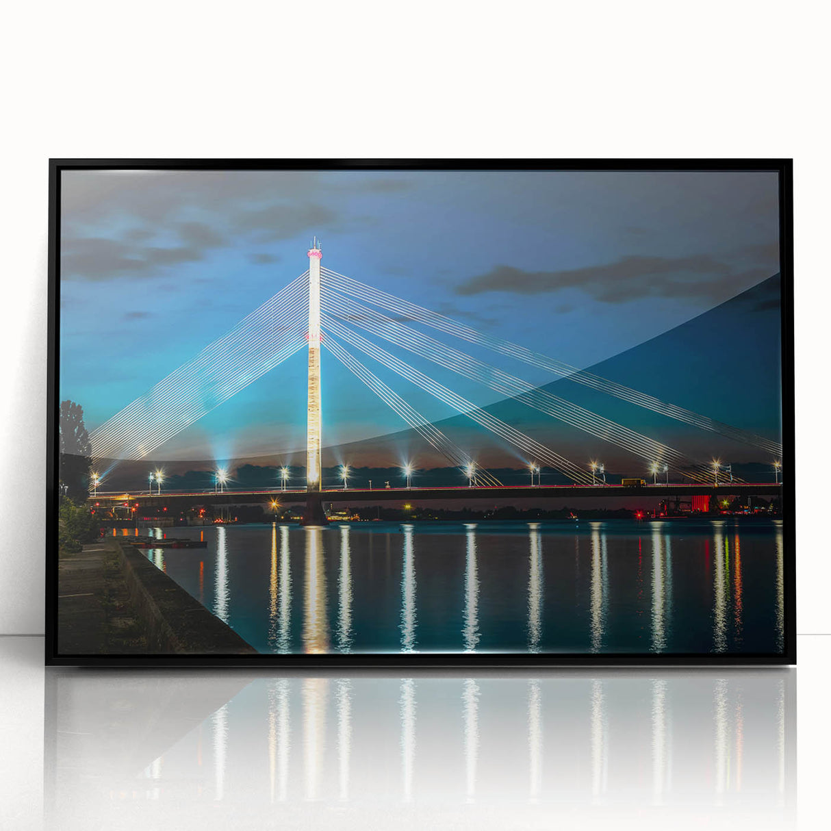 Large abstract wall art depicting a European scene in muted earth tones on a framed acrylic.