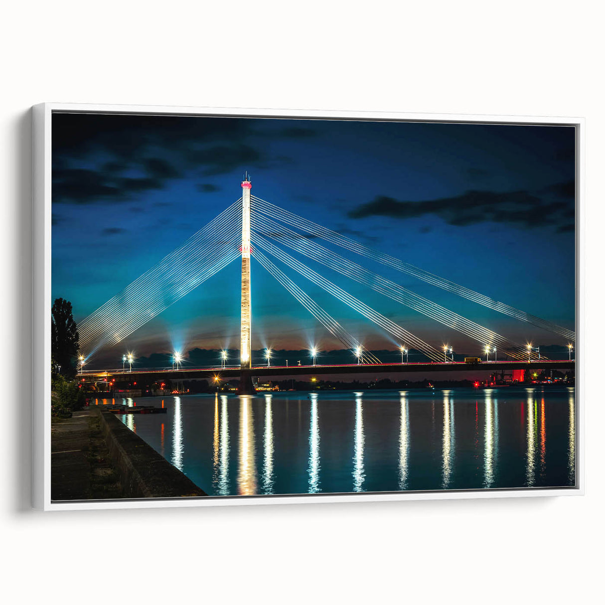 Vintage poster art of a scenic European landscape in Latvia on a framed canvas, featuring vibrant colors.