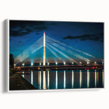 Vintage poster art of a scenic European landscape in Latvia on a framed canvas, featuring vibrant colors.