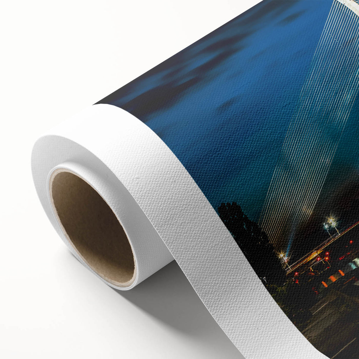 Art Deco poster of a European Latvia scenery in muted greens and blues on rolled canvas, ideal for nursery wall art.