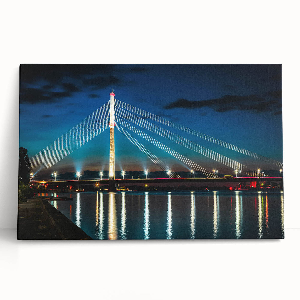 Black and white stretched canvas of a European cityscape, ideal for kitchen wall art.