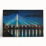 Black and white stretched canvas of a European cityscape, ideal for kitchen wall art.