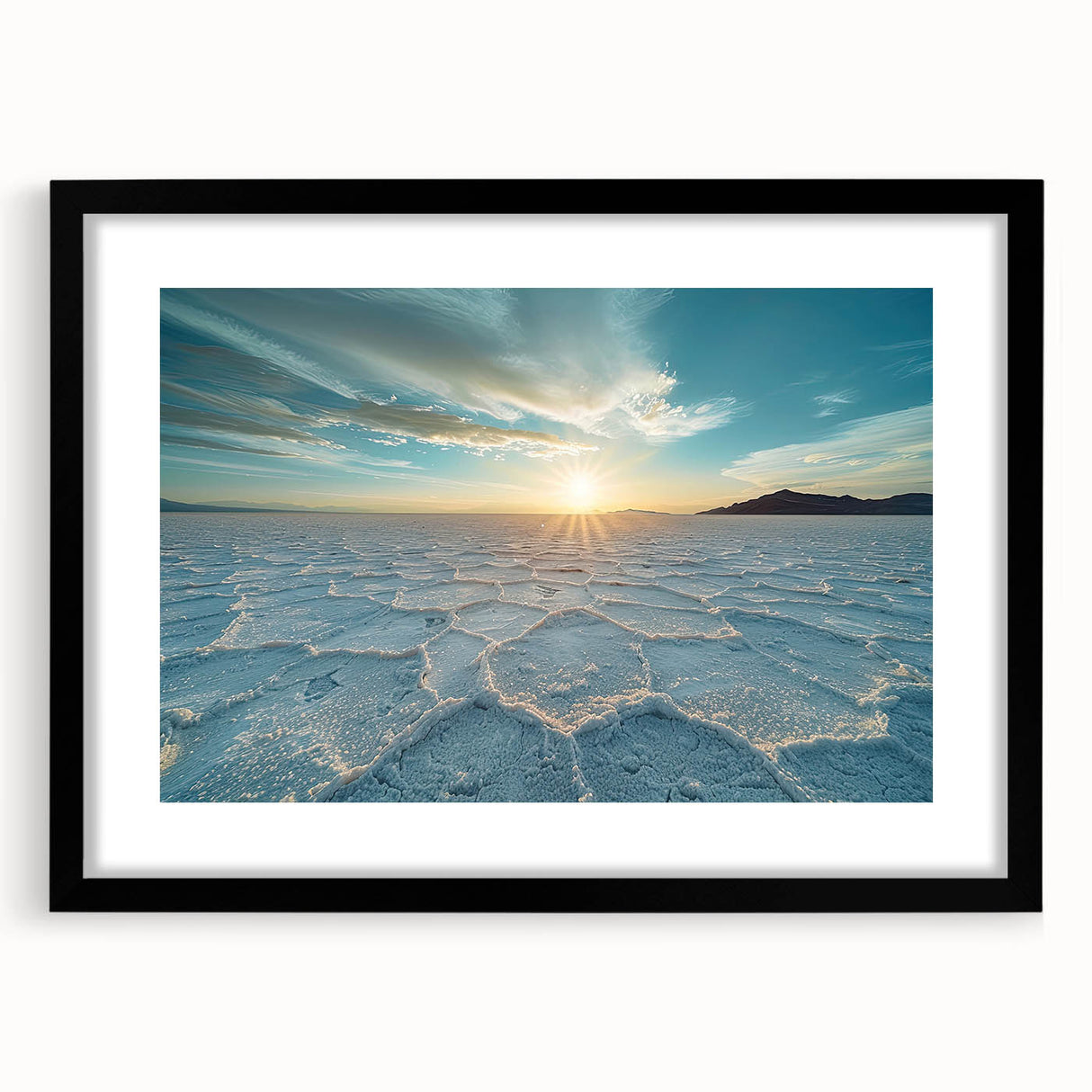 Extra large framed abstract art print featuring a colorful, textured depiction of a Bolivian landscape.