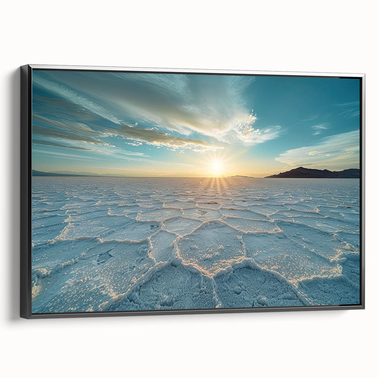 Black and white framed canvas of a Bolivian landscape, ideal for bedroom wall art.