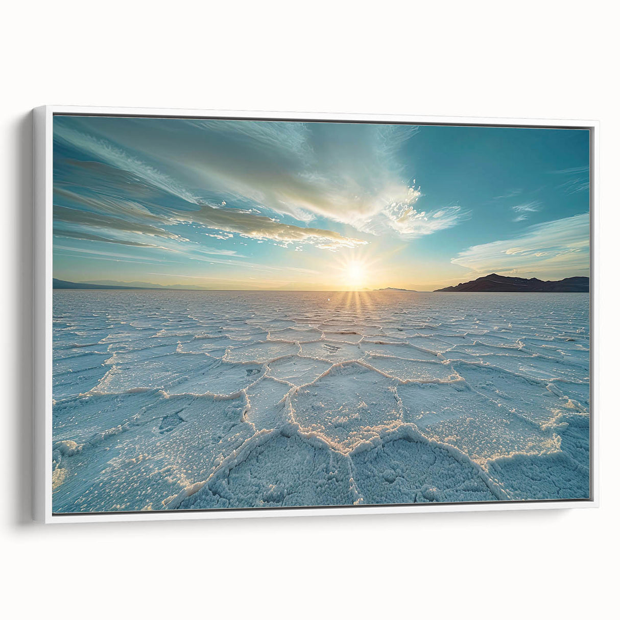 Vintage poster art of a Bolivian landscape on framed canvas, featuring vibrant colors, ideal for living room decor.