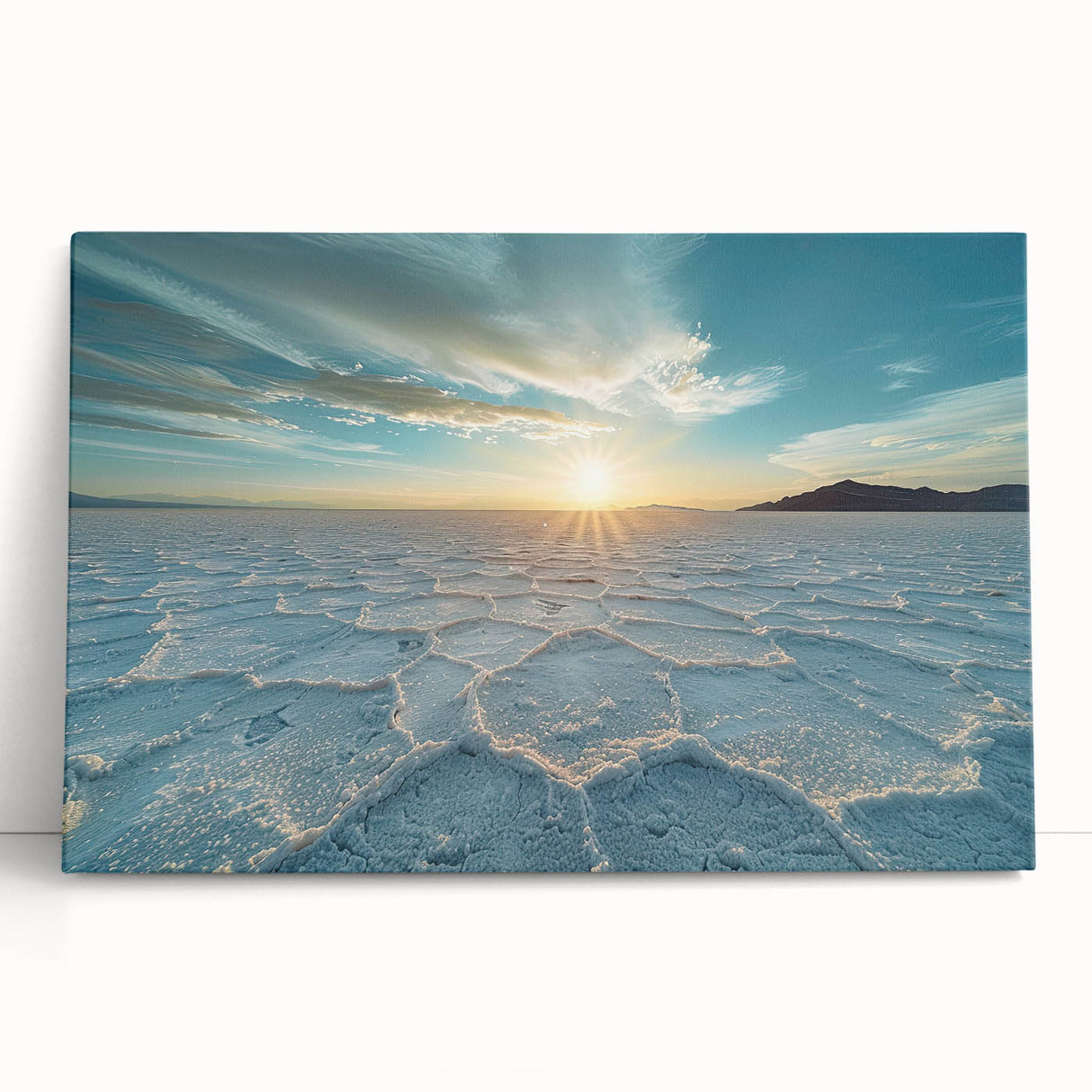 Black and white photo of Bolivian landscape on stretched canvas, ideal for kitchen wall art or bedroom.