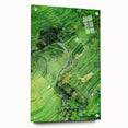 Large abstract wall art on acrylic glass depicting spring season in pastel shades, ideal for bedroom or dining room decor.