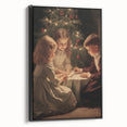 Black and white vintage poster art on framed canvas featuring a winter landscape, ideal for bedroom decor.