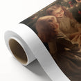 Art Deco poster of a winter scene in muted blue and white tones on rolled canvas, ideal for nursery wall art.