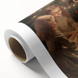 Art Deco poster of a winter scene in muted blue and white tones on rolled canvas, ideal for nursery wall art.