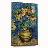Vincent van Gogh inspired large abstract wall art on acrylic glass, featuring swirling blue and yellow tones.