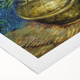 Art deco poster of a stylized cityscape in monochrome shades, printed on rolled canvas, suitable for dining room walls.