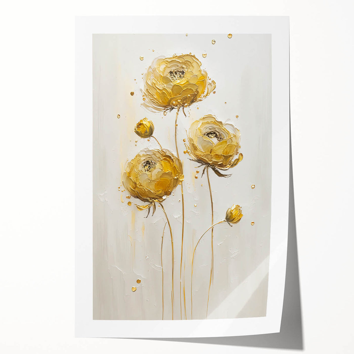 Golden Bloom Minimalist - Modern Living Room Canvas Wall Art