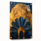 Abstract minimalist wall art displayed in a side view, showcasing vibrant colors and geometric shapes, mounted with stylish pins on a wall, perfect for modern decor.