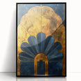 Framed minimalist abstract wall art featuring a sleek black design, showcasing geometric shapes and modern aesthetics, perfect for contemporary home decor.