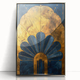 Framed abstract minimalist wall art featuring a silver acrylic front, showcasing soft geometric shapes in muted tones, perfect for modern decor. Ideal for enhancing contemporary interiors with a touch of elegance.