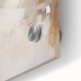 Close-up of an abstract minimalist wall art piece displayed on acrylic glass, showcasing vibrant colors and fluid shapes, perfect for modern decor.
