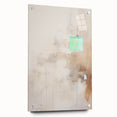 Abstract minimalist wall art displayed in a side view, featuring vibrant acrylic and glass design elements, secured with decorative pins for an artistic presentation.