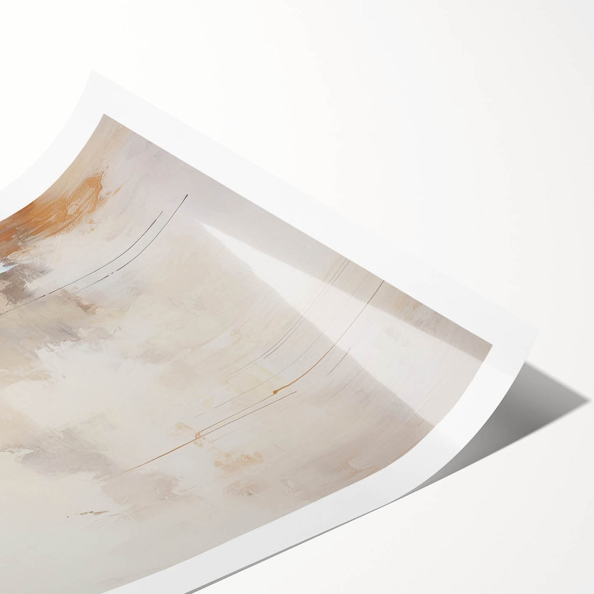 Abstract minimalist wall art print showcasing soft pastel colors and geometric shapes, elegantly rolled for easy display and shipping in a protective tube.