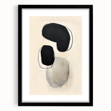 Abstract minimalist wall art featuring soft pastel colors and geometric shapes, elegantly framed with a white mat, ideal for modern home decor. This piece adds a touch of sophistication and creativity to any living space, enhancing the overall aesthetic.