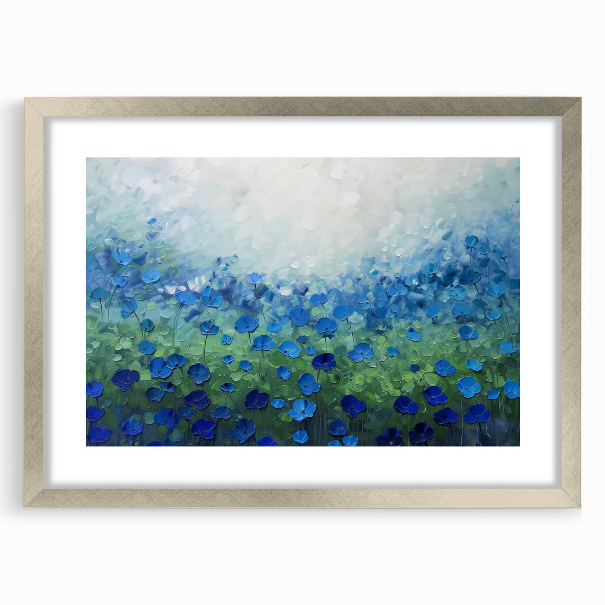 Blue Floral Meadow Wall Art – Modern Canvas & Framed Print
