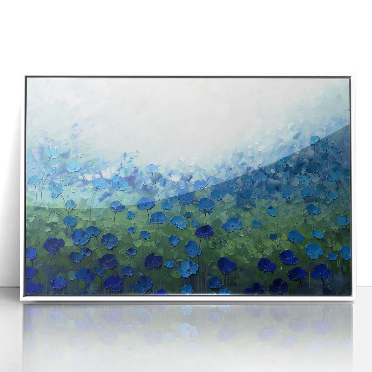 Blue Floral Meadow Wall Art – Modern Canvas & Framed Print