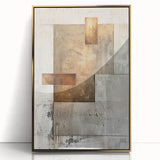 Framed abstract minimalist wall art featuring a gold-acrylic design, displayed in a modern setting, perfect for contemporary home decor and artistic enhancement.