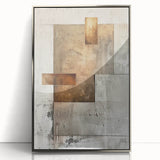 Framed abstract minimalist wall art featuring a silver acrylic finish, showcasing clean lines and geometric shapes, perfect for modern home decor.