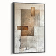 Framed abstract minimalist wall art showcasing a black design, featuring clean lines and geometric shapes, perfect for modern home decor. Side view highlights the sleek frame and canvas texture.