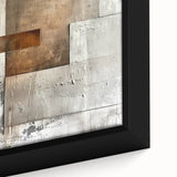 Close-up of framed abstract minimalist wall art showcasing soft pastel colors and geometric shapes, perfect for modern home decor and artistic interiors.